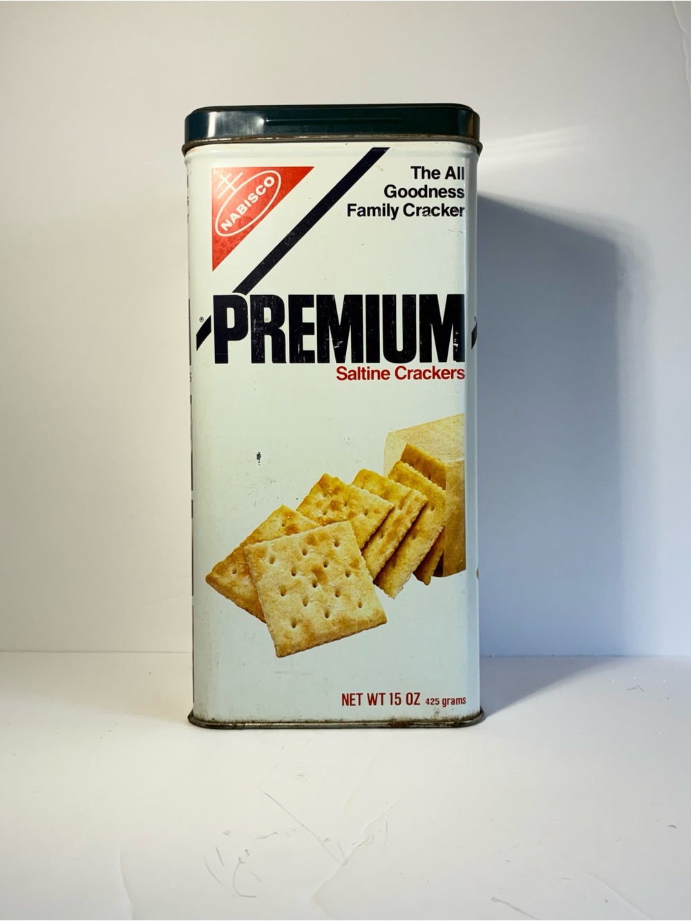 Vintage Nabisco Premium Saltine Crackers Tin Stack Pack Canister 1980s Retro Kit